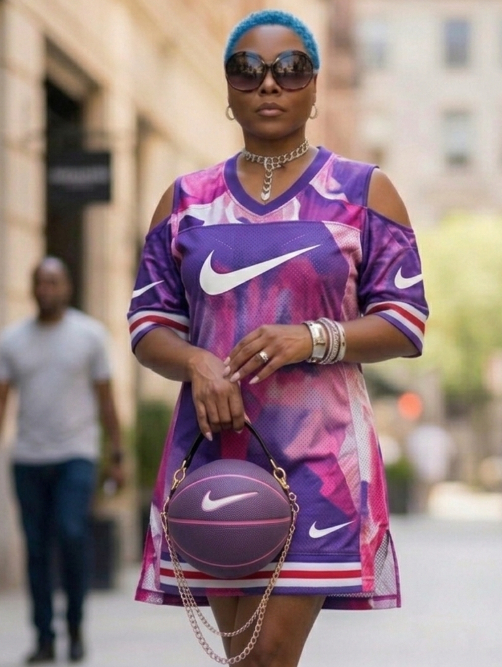 NWT NEW LIMITED EDITION HANDMADE NIKE SKILLS PURPLE/PINK π©·π BASKETBALL PURSEπ - Picture 1 of 16